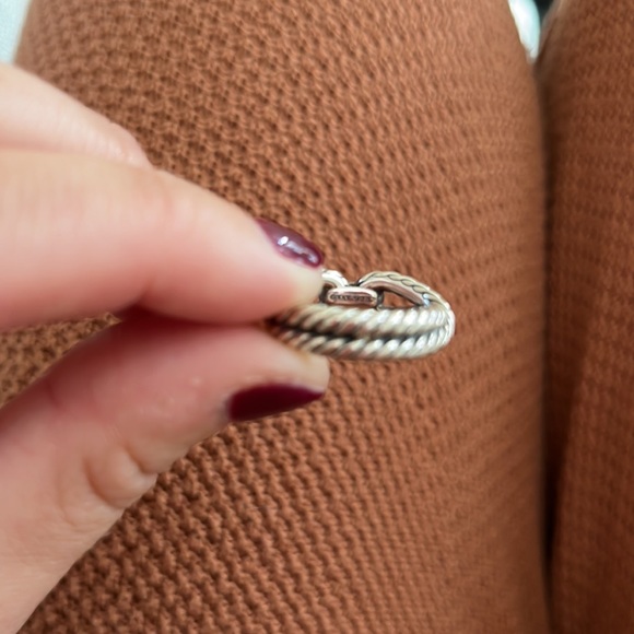 David Yurman Cable Loop Band Ring in Sterling Silver with Pavé Diamonds - Picture 7 of 9
